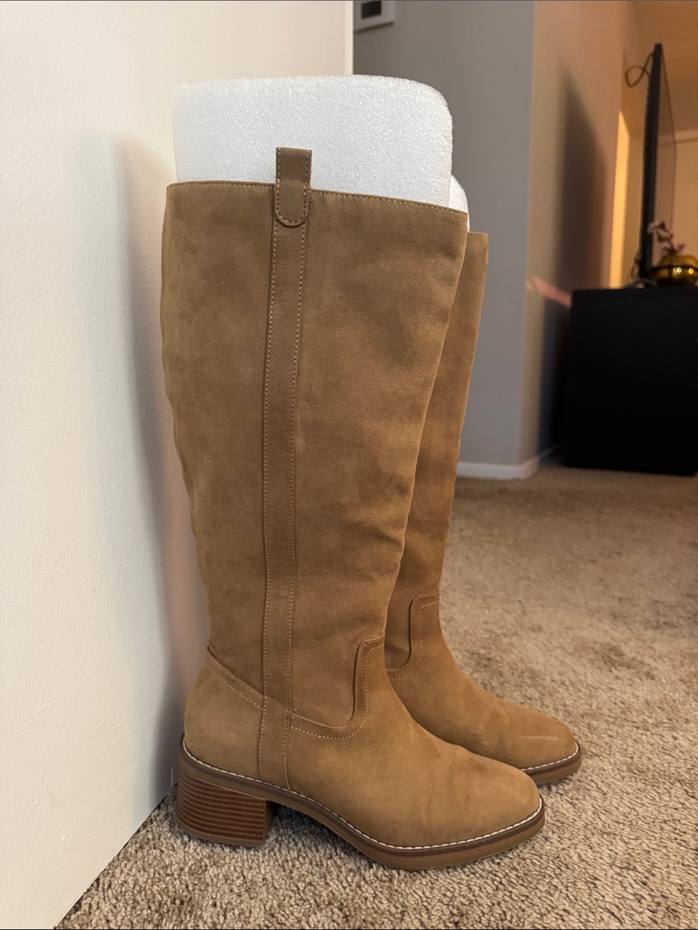 Kensie Suede Tall Boots - Camel